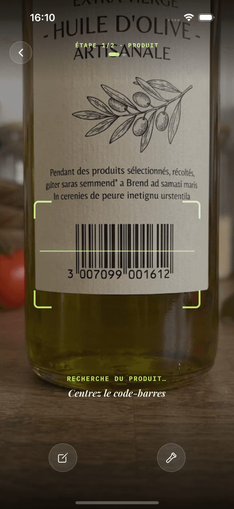Scan du code-barres d'un produit dans Frizz